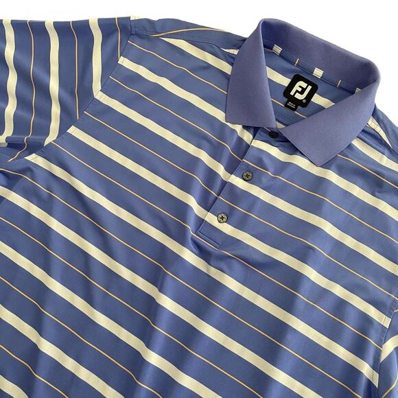 Footjoy FJ‎ Golf Polo Shirt Men Extra Large Purple Striped Logo Performance - Picture 1 of 9